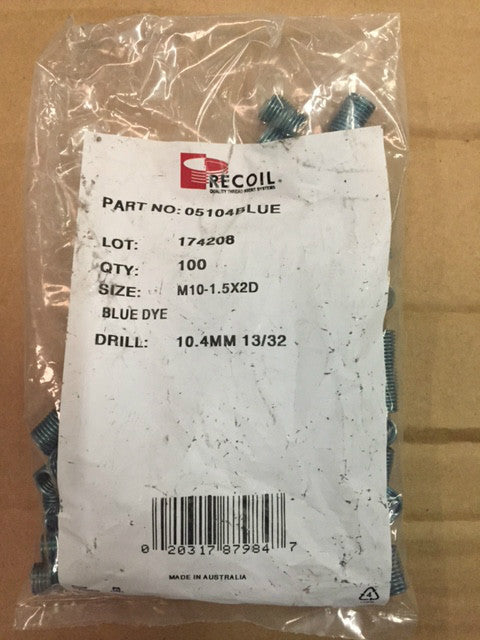 (Bag of 100) Recoil Thread Repair Insert M10-1.5X2D Drill Size 10.4MM 13/32 NEW