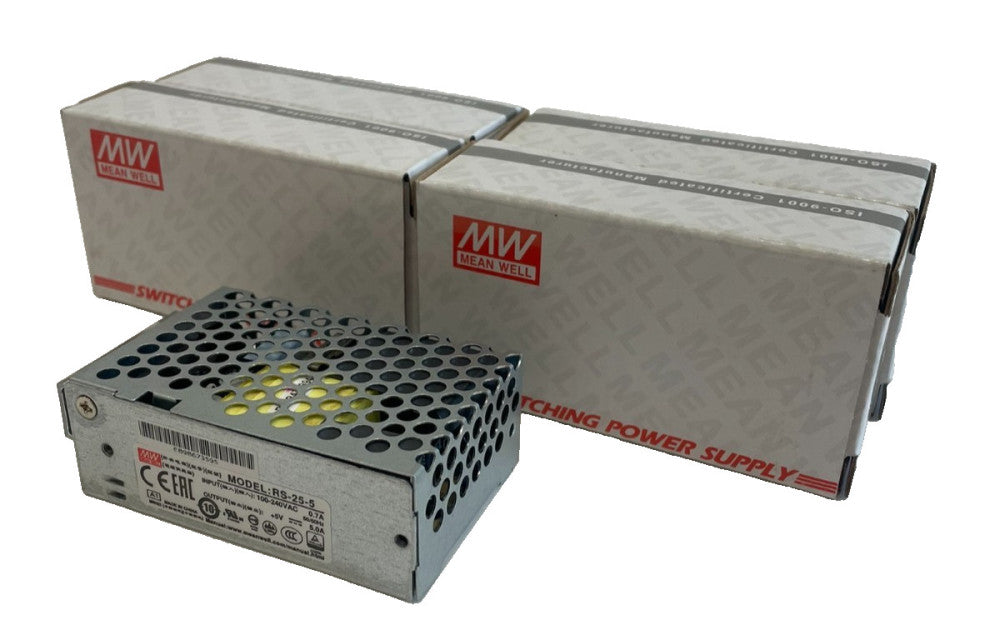 NEW MEAN WELL RS-25-5 SWITCHING POWER SUPPLY RS255 LOT OF 4