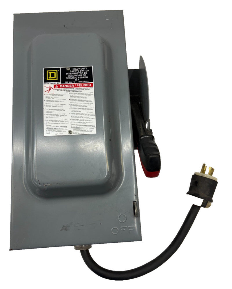 SQUARE D HEAVY DUTY SAFETY SWITCH, 60A, 600V AC, 3-POLE