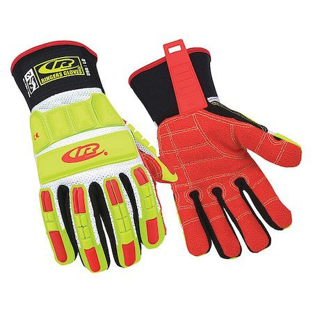 Ringers Gloves 298-10 Roughneck Hi-Vis Cut Resistant Impact Gloves, Synthetic