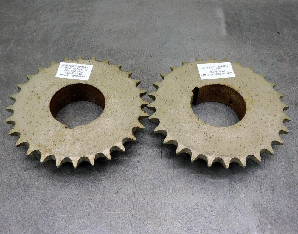 Browning 50B28 Roller Chain Sprocket #50 28 Teeth 2-1/4" Bore Lot of Two (2)