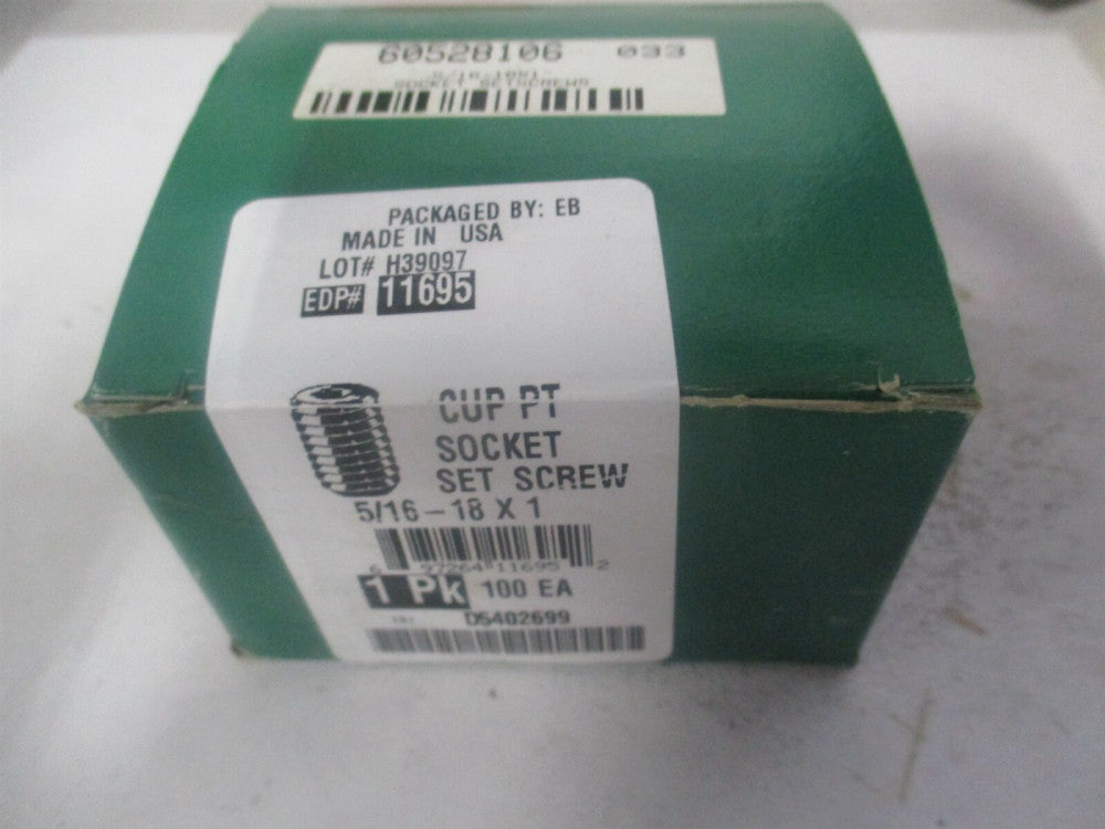 (11695) 5/16-18 UNC 5/32" x 1" Alloy Steel Cup Point Set Screw - Pack of 100 