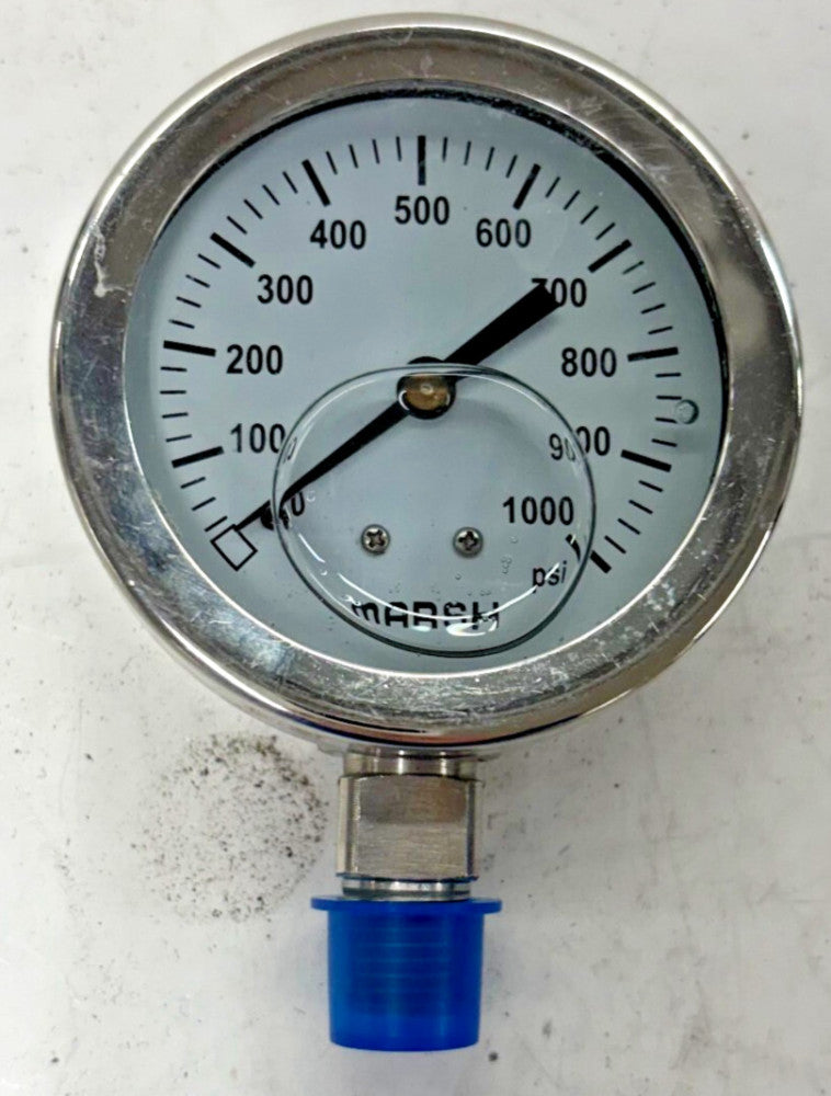 MARSH PRESSURE GAUGE GLYCERIN FILLED RANGE 0-1000PSI STAINLESS STEEL THREAD SIZE