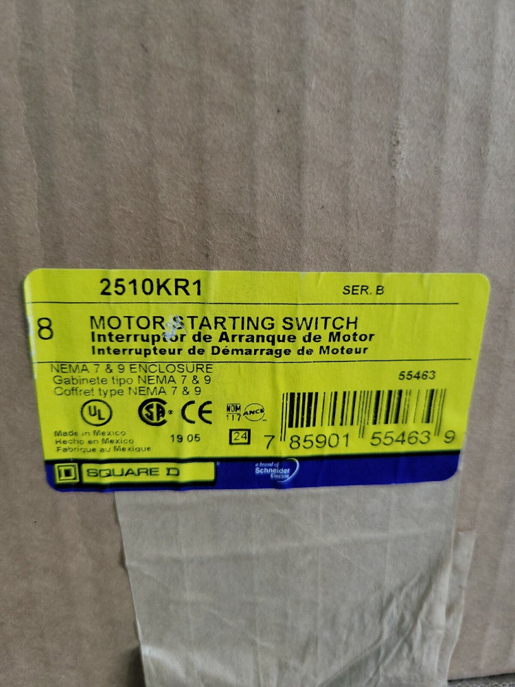 NEW SQUARE D 2510KR1, MANUAL MOTOR STARTER SWITCH, NEMA 7, 9 -