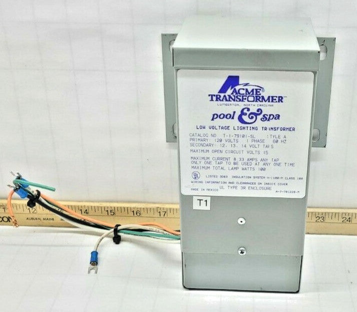Acme 100 Watt Low Voltage Lighting Transformer 120 HV 12-13-14 LV  T-1-79101-SL