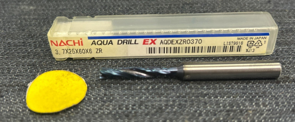 NACHI CARBIDE DRILL BIT AQDEXZR0370   3.7X25X60X6 ZR