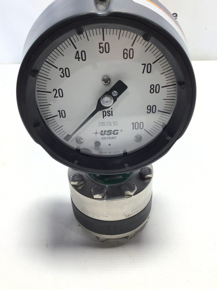 Ametek 150025X Oil Filled Pressure Gauge 4-1/2" 1/2" 100PSI 316 Stainless Steel