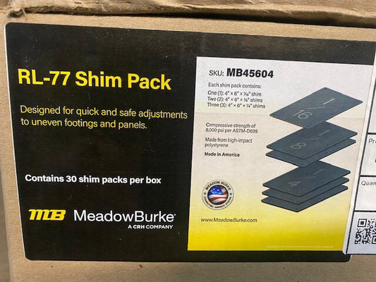 (Case of 30 - 6 Packs) Meadow Burke RL-77 Black Plastic Ridged Shims MB45604