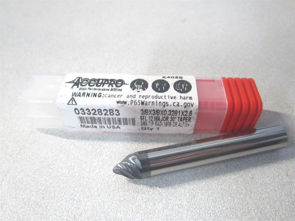 (14915644) 3/8" x 2-1/2" OAL Solid Carbide Taper Form Barrel Cutter End Mill 