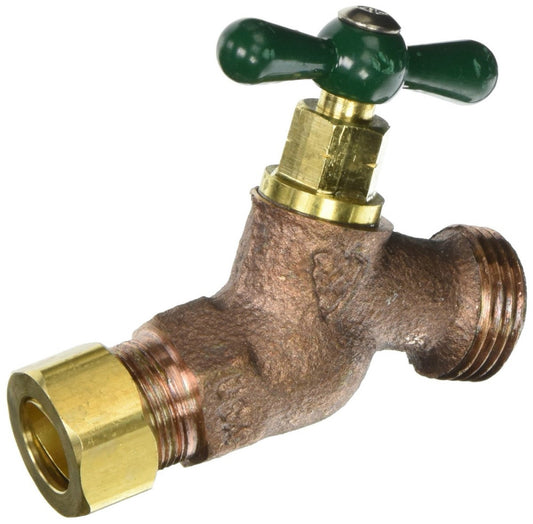 254CCLF 1/2-inch Compression Straight Hose Bibb Red Brass Outdoor Spigot