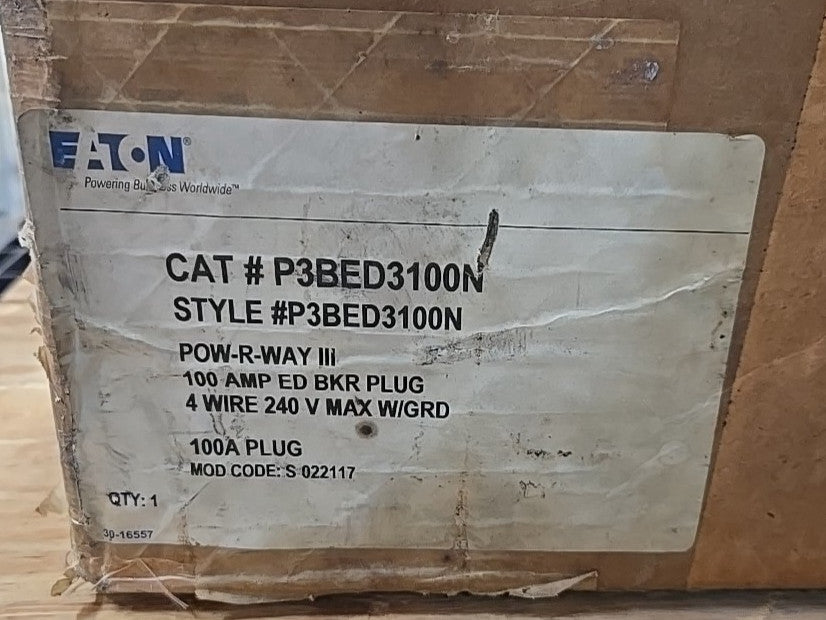 Eaton P3BED3100N Power-R-Way Busway Plug in Unit  100 Amp 3-Pole 4W 240V