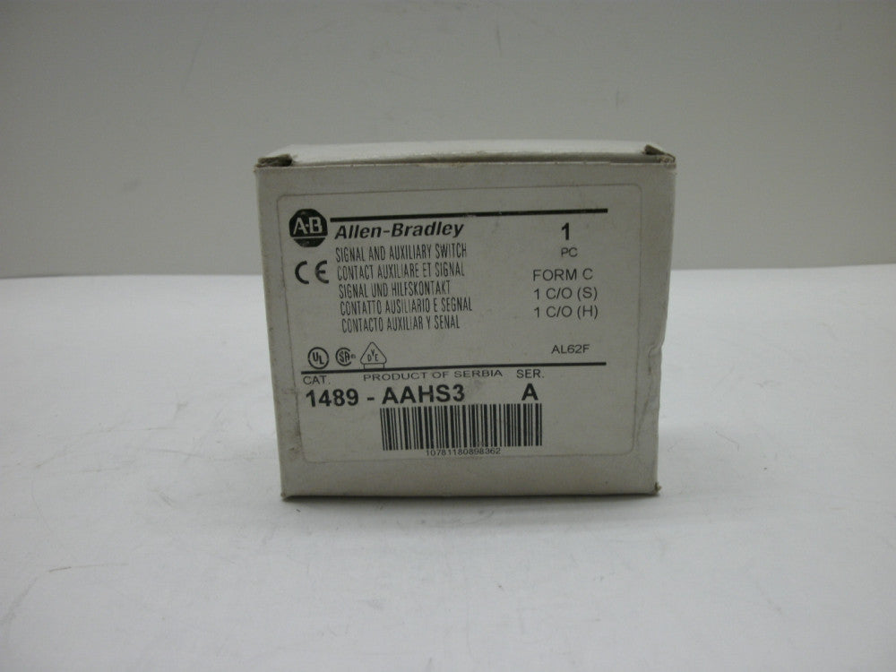 ALLEN BRADLEY 1489-AAHS3 SER A SIGNAL AND AUXILIARY SWITCH 1 C/O(S) 1 C/O(H) NIB