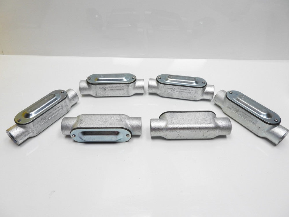 6 pcs Crouse-Hinds C100M Form 5 Conduit Outlet Body & Cover 1"