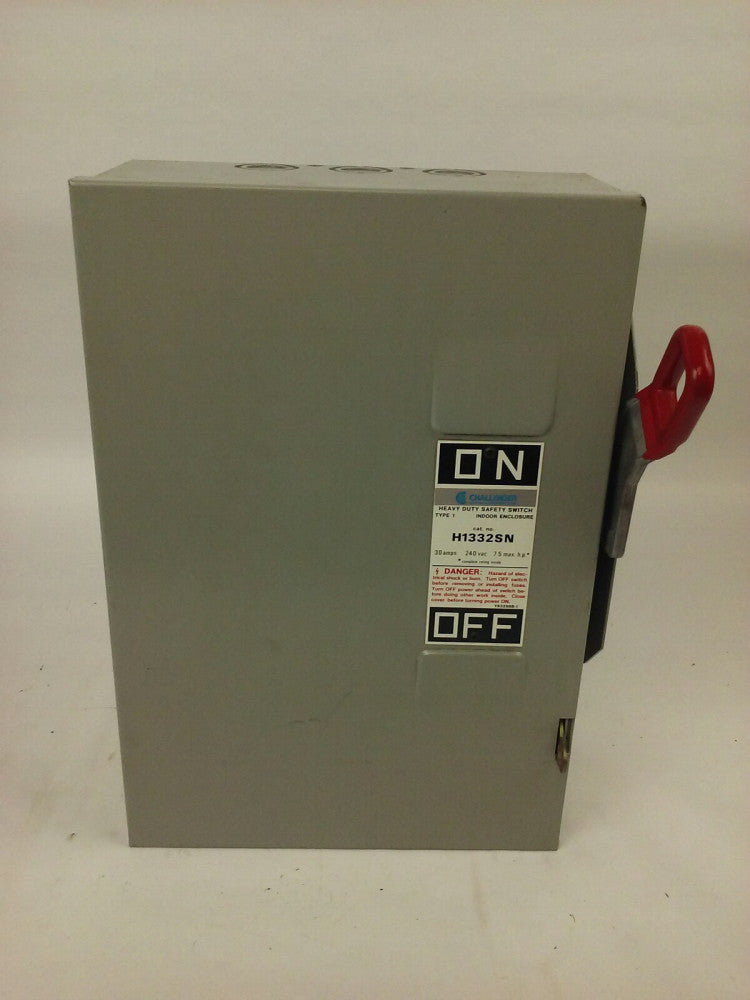 CHALLENGER H1332SN SAFETY SWITCH, TYPE 1 INDOOR, 30A, 240V, FUSIBLE, NEW