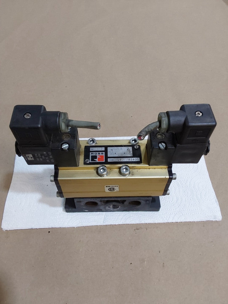 ROSS CONTROLS W6077B3401 SOLENOID VALVE 1-10BAR W/ (2) 306K33 COIL 100-120V
