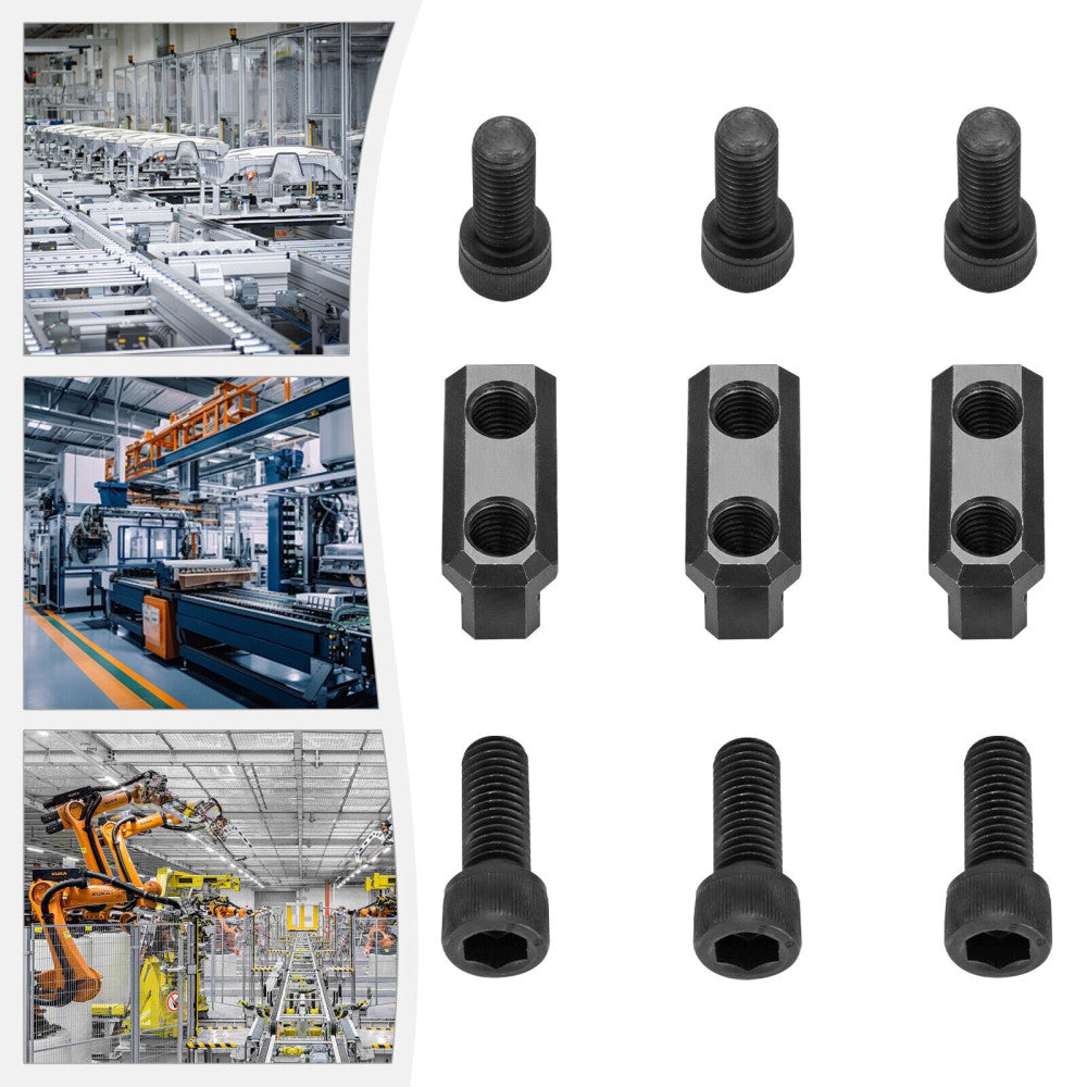 3-PCS T NUTS SET JAWS T NUTS W/6 M12 BOLTS FOR 8" HYDRAULIC 3-JAW HOLLOW CHUCK