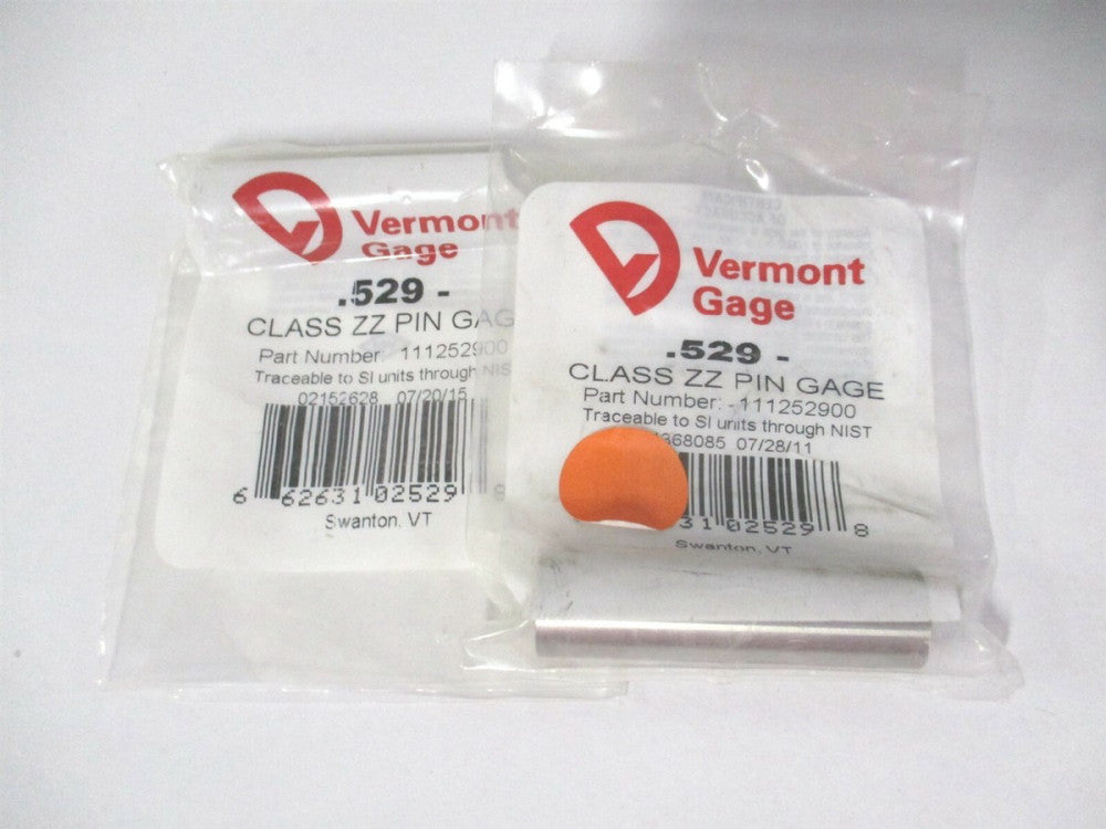 Vermont Gage (11125900)0.529" Diam Class ZZ Minus Plug & Pin Gage - Lot of 2