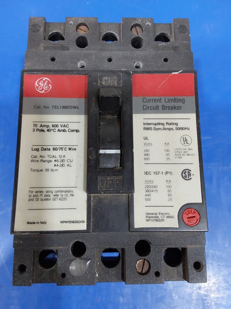 G.E TEL136070WL 70A Circuit Breaker 480/600V 3 Pole 70 Amp