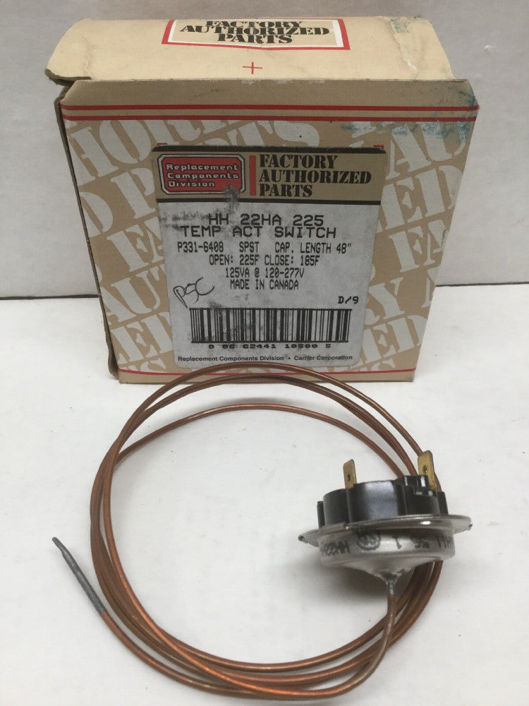 Carrier Bryant HH22HA225 Temp Actuated Switch 48” Cap, Open 225F Close 185F
