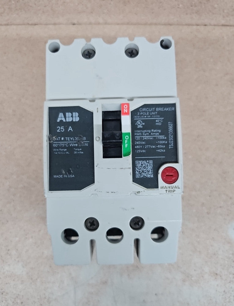 NOS GE TEYL3025B 25 Amp 3 Pole 480Y/277V bolt on Circuit Breaker SEE PICS