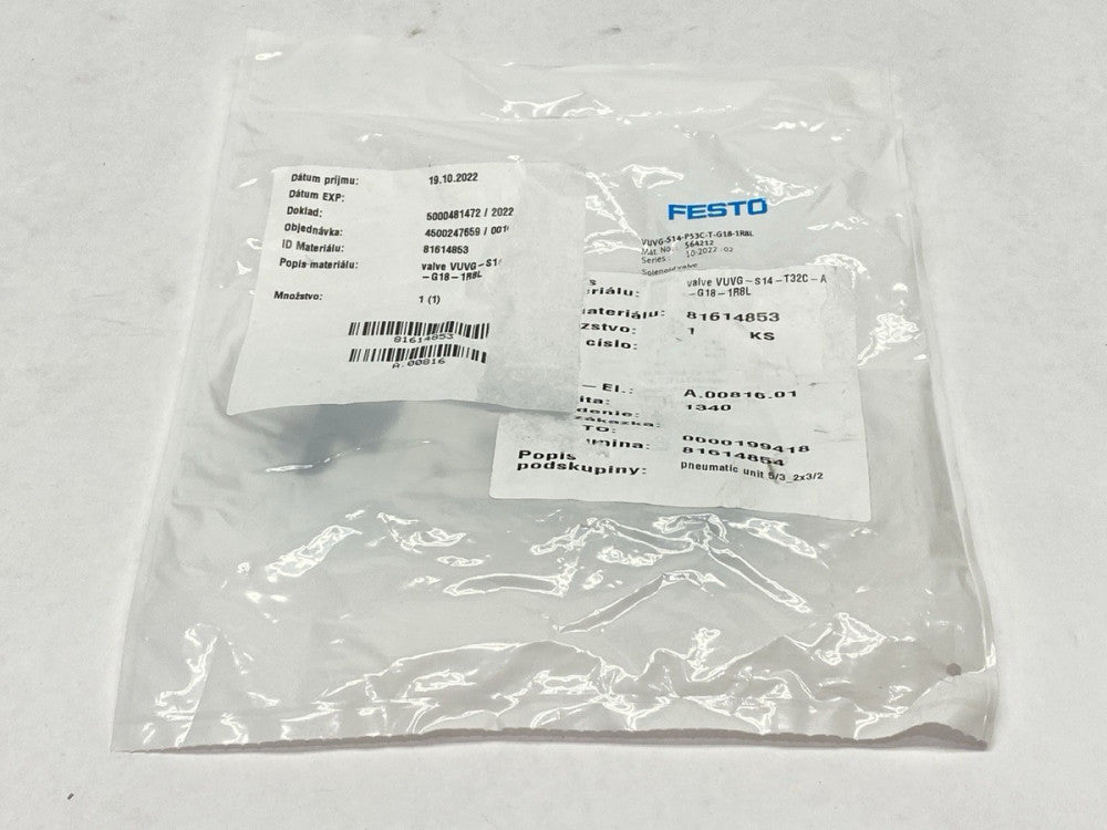 Festo VUVG-S14-P53C-T-G18-1R8L Pneumatic Solenoid Valve 564212