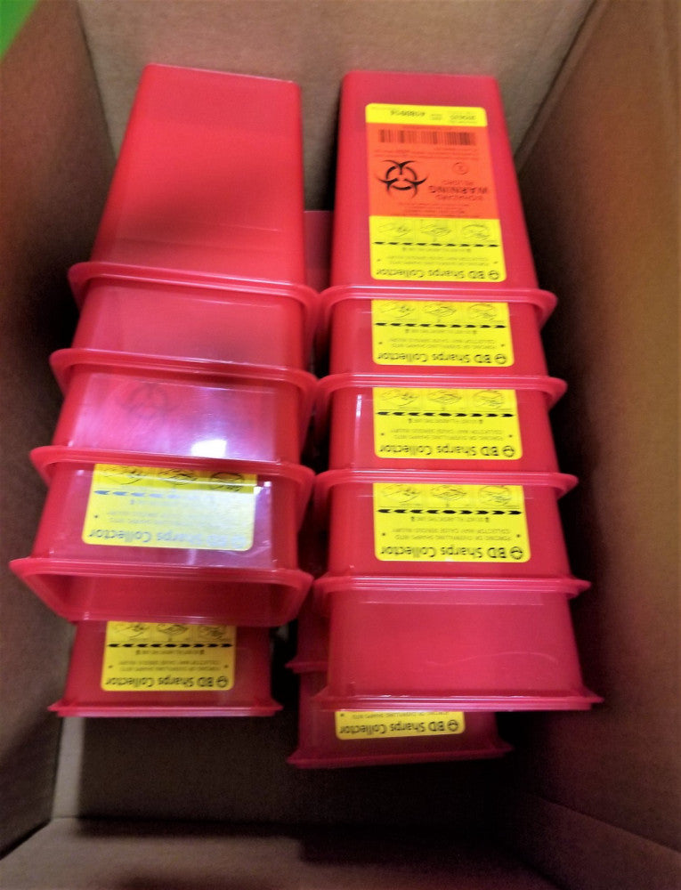 (19) 1 Qt. Sharps Collector Phlebotomy, Red BD Medical Systems 305635 [C3TP]