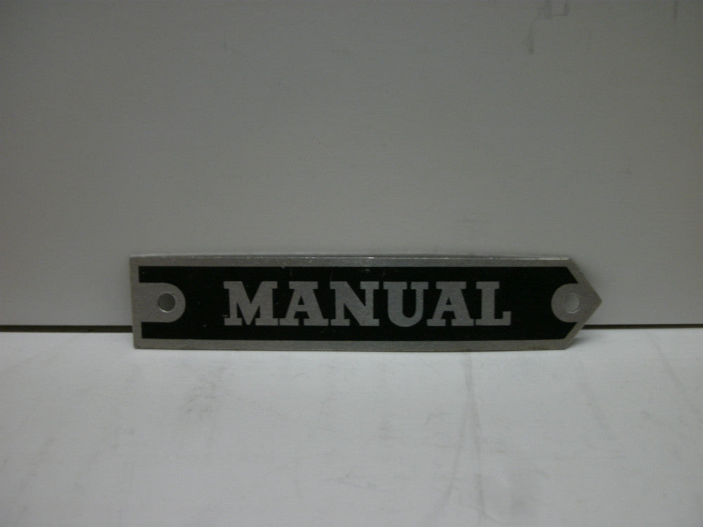 LEGEND PLATE (MANUAL) ALUMINUM BLACK W/SILVER LETTERING&TRIM 3-1/4"L X 5/8"W NNB