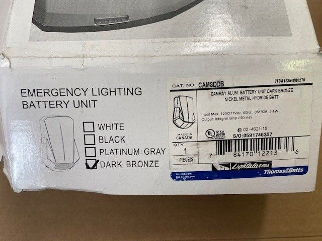THOMAS & BETTS CAMSDDB LIGHTALARMS EMERGENCY LIGHTING BATTERY UNIT DARK BRONZE