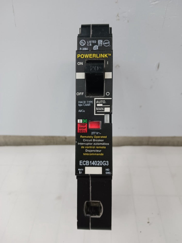 SQUARE D 20 AMP POWERLINK CIRCUIT BREAKER 1 POLE 277 VAC ECB14020G3