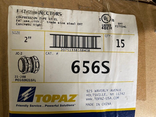(15 Pack) TOPAZ 656S 2IN Steel Compression EMT Connector