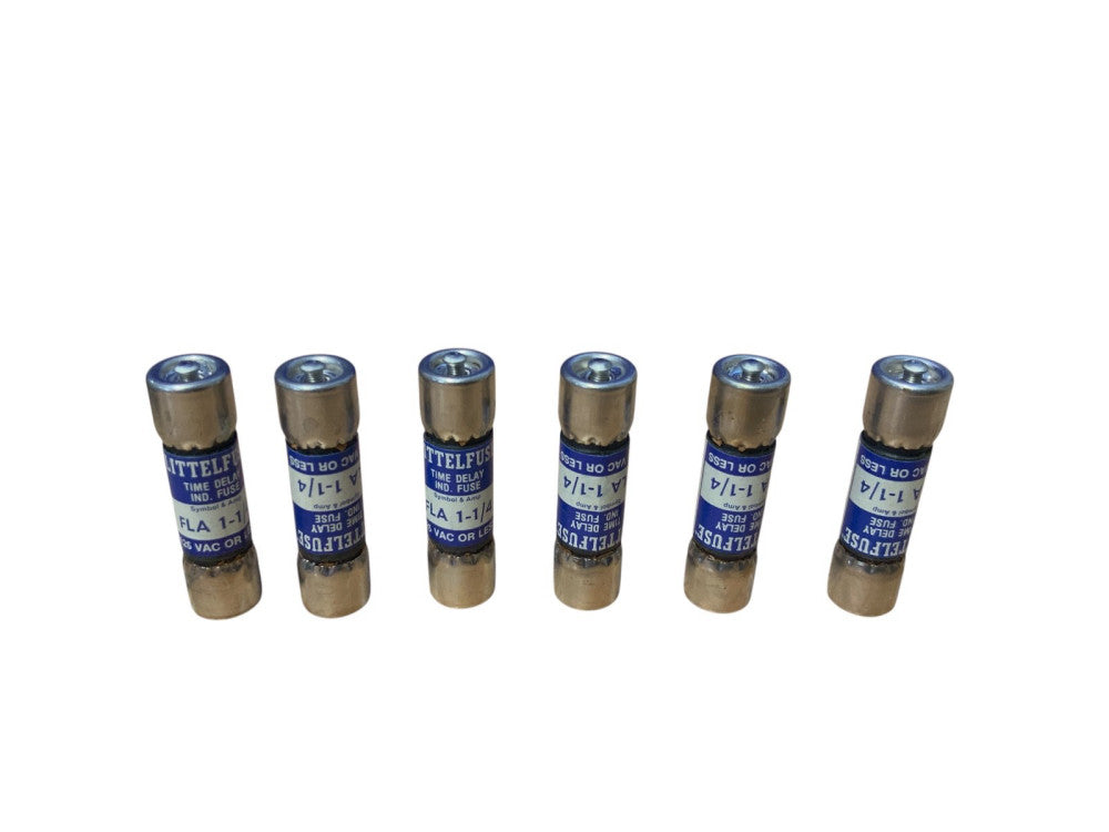 6) Littelfuse FLA 1-1/4 Amp Slo Blo Midget Fuses (Lot Of 6