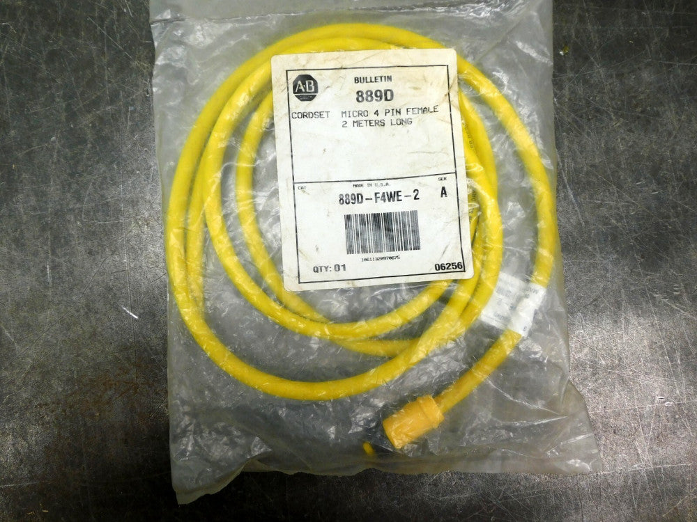 Lot of 2 Allen-Bradley AB 889D QD Cordset 889D-F4WE-2 4 Pin DC Micro 2 Meter
