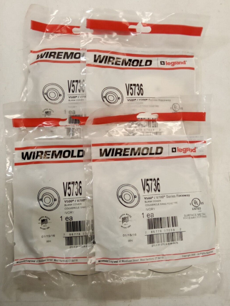 Wiremold V5736 Blank Cover (Lot Of 4) Ivory