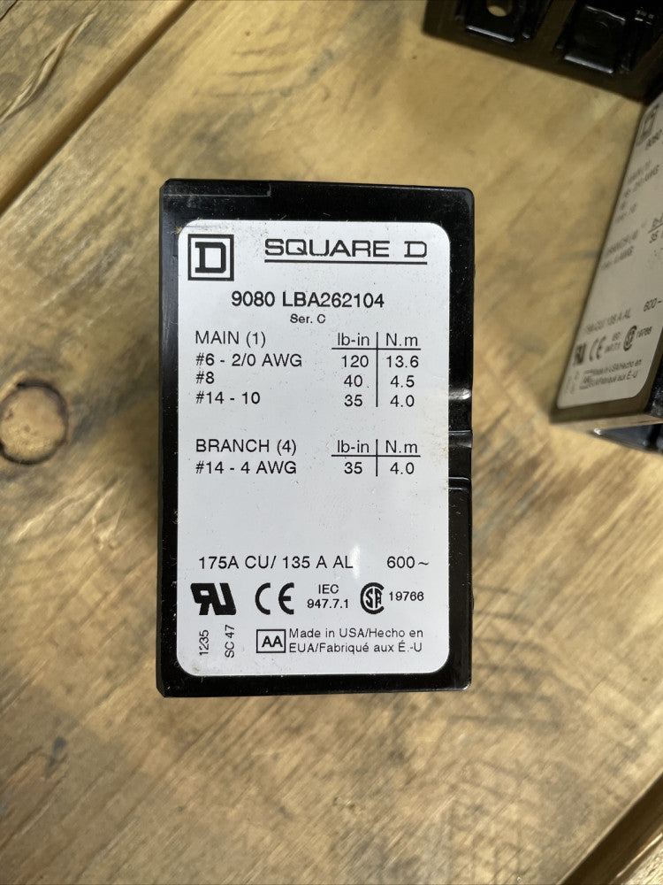 BOX WITH 4 Square D 9080 LBA262104 Terminal Block - 2 Pole 600V 175A