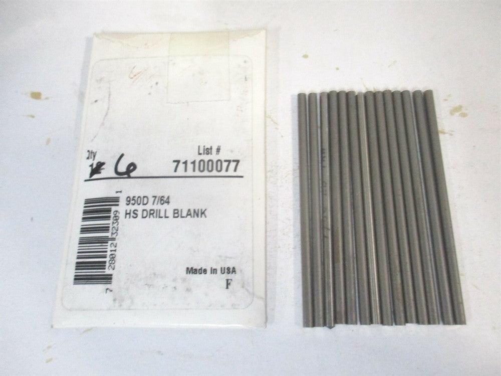 (950D 7/64) 7/64" x 2-5/8" OAL Bright Finish HSS Long Drill Blank - Qty 14
