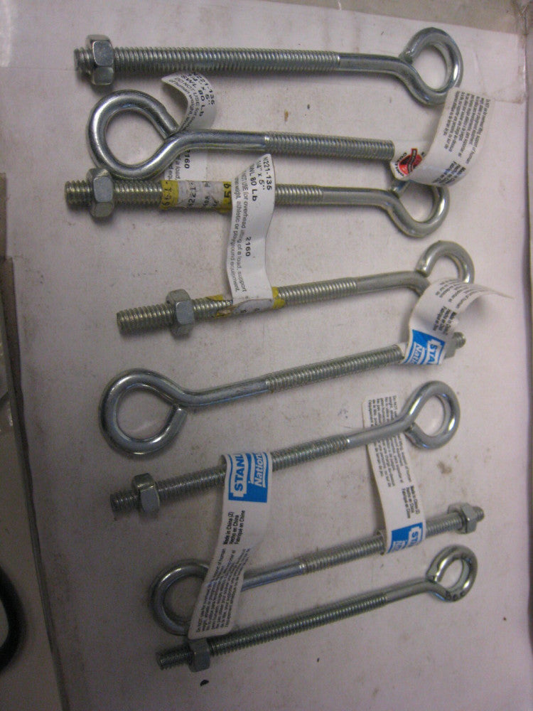 8 yes 8  - National N221-135 - 2160 Eye Bolt in Zinc, 1/4" x 5" WITH NUTS 