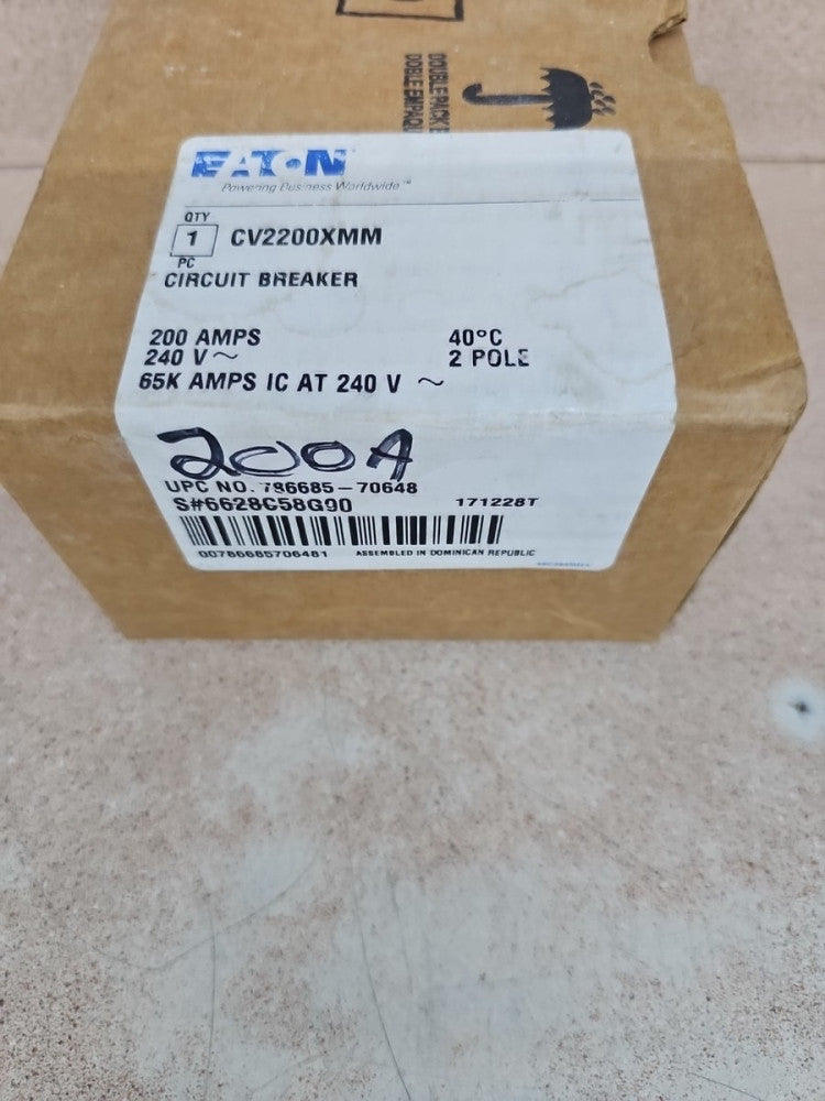 New Take Out Eaton CV2200XMM Circuit Breaker 200A 240V 2P 65k Molded Case