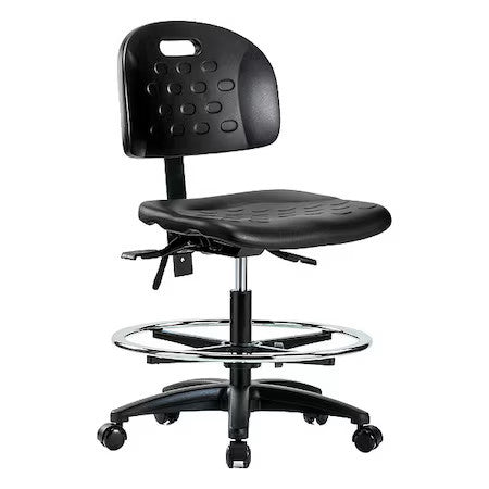 Zoro Select Br-Hpmbch-Rg-T0-A0-Cf-Rc-Blk Esd Task Chair, No Arms, 19-3/4" To