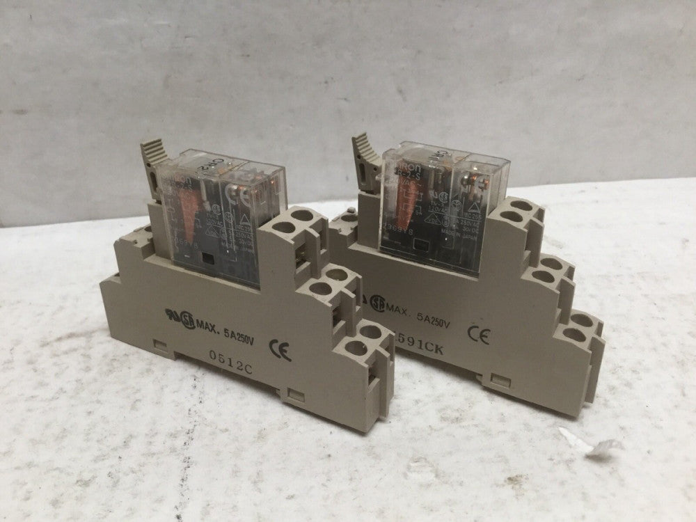 OMRON G2R-2-S Relay W/ P2RF-08-E Relay Base / Socket (Lot of 2 EA)