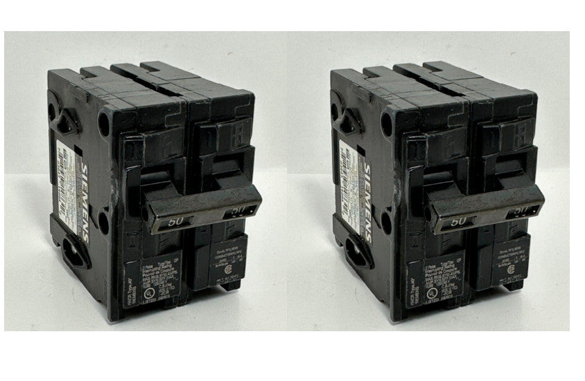 (Lot of 2) Siemens Q250 Double Pole 2-Pole 50 Amp Circuit Breaker