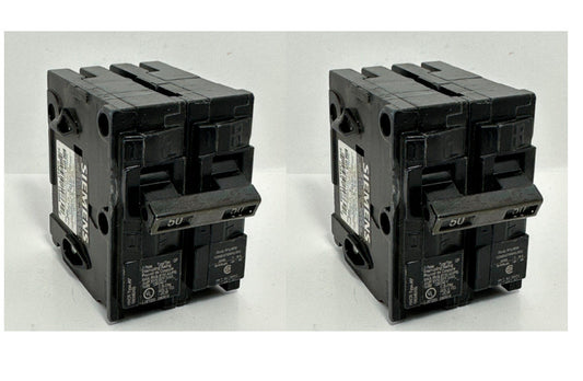 (Lot of 2) Siemens Q250 Double Pole 2-Pole 50 Amp Circuit Breaker