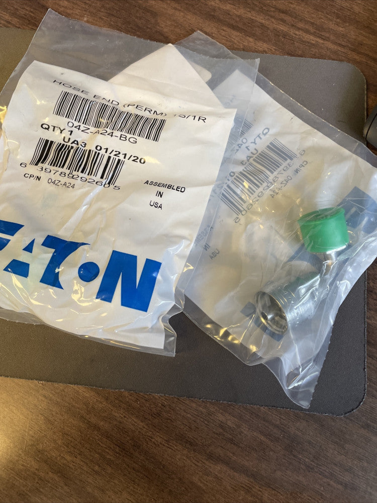 (2) NEW EATON 04Z-A24-BG CRIMP HOSE FITTING