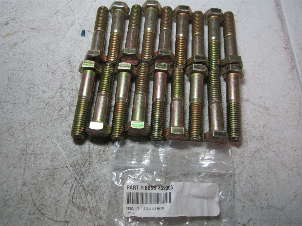 Brighton Best (452306) 1/2" - 13 Diameter 2-1/2" OAL Hex Cap Screws - Pack of 18