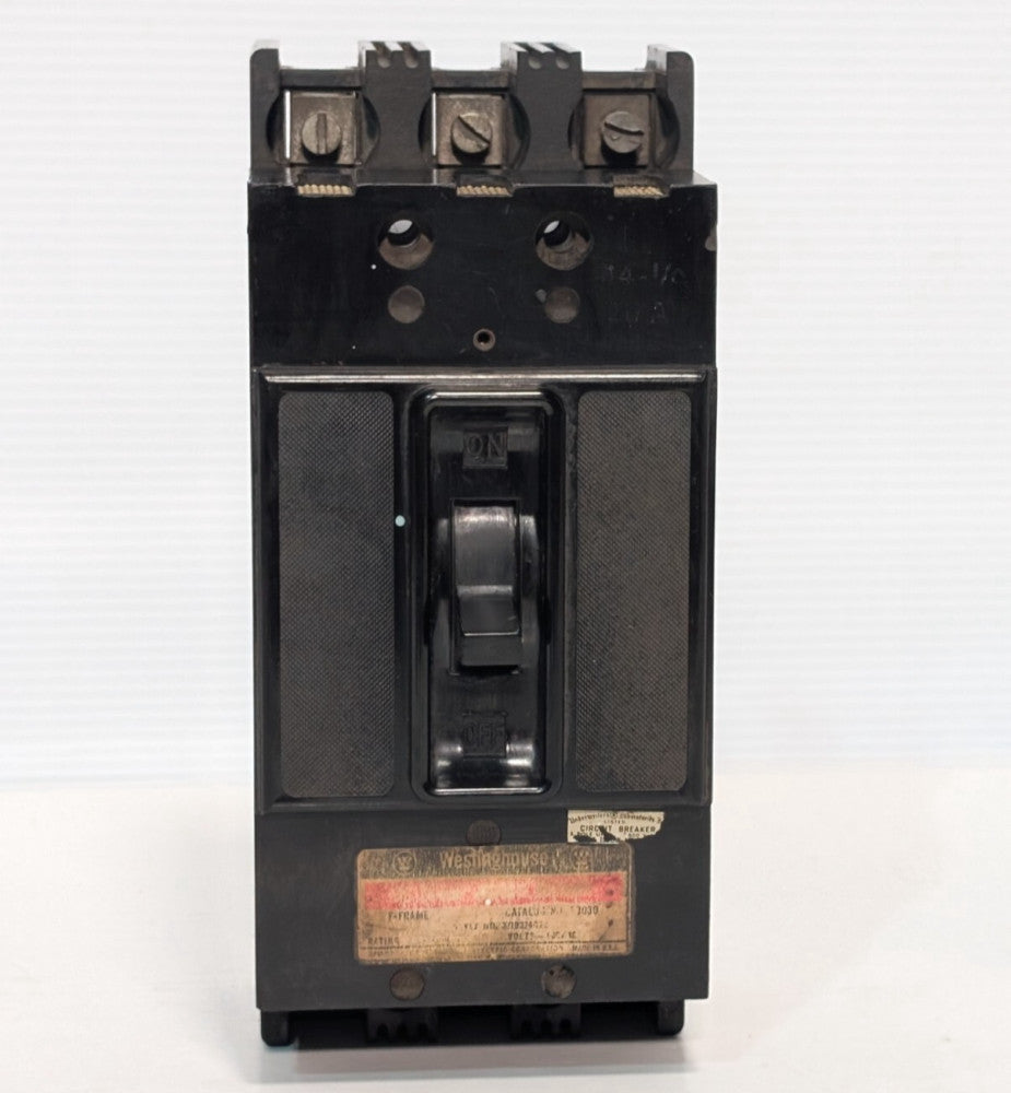 Westinghouse 53030 Circuit Breaker, 30Amp, F-Frame, 3-Pole, 600VAC, Made in USA