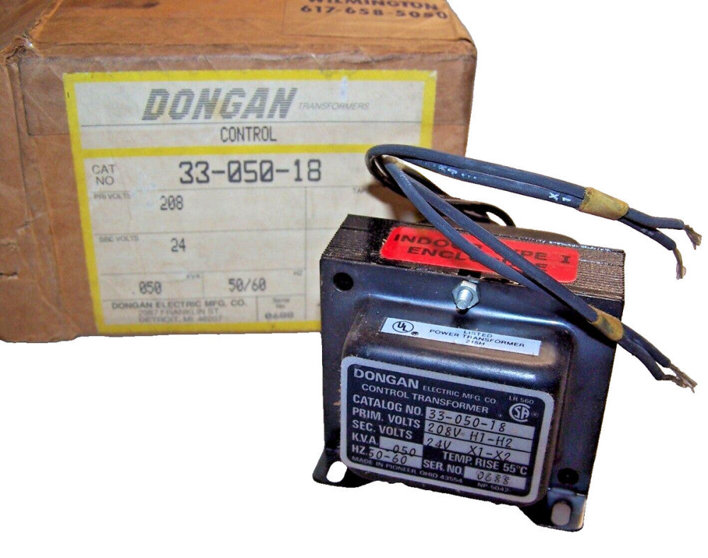 NEW DONGAN .050 KVA CONTROL TRANSFORMER 208 HV 24 LV  33-050-18 