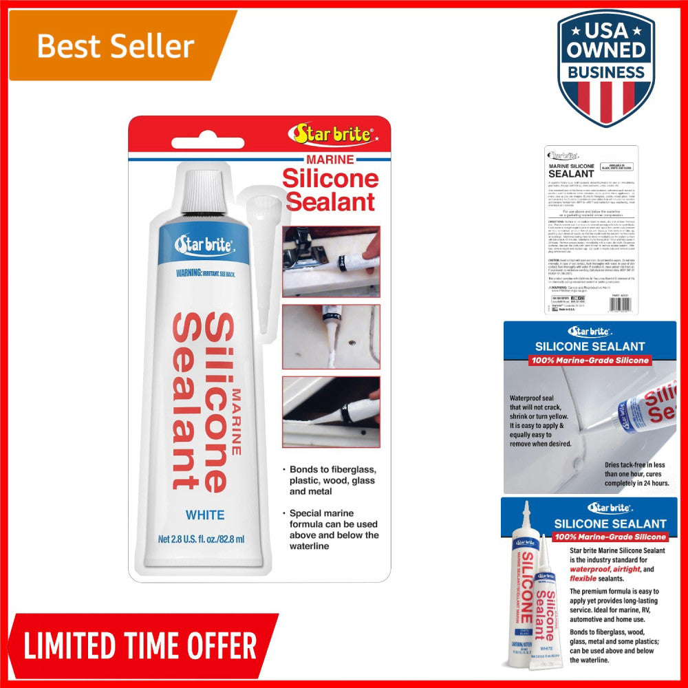 Silicone Sealant White 2.8 Oz Waterproof Durable Multi-Purpose Marine Home