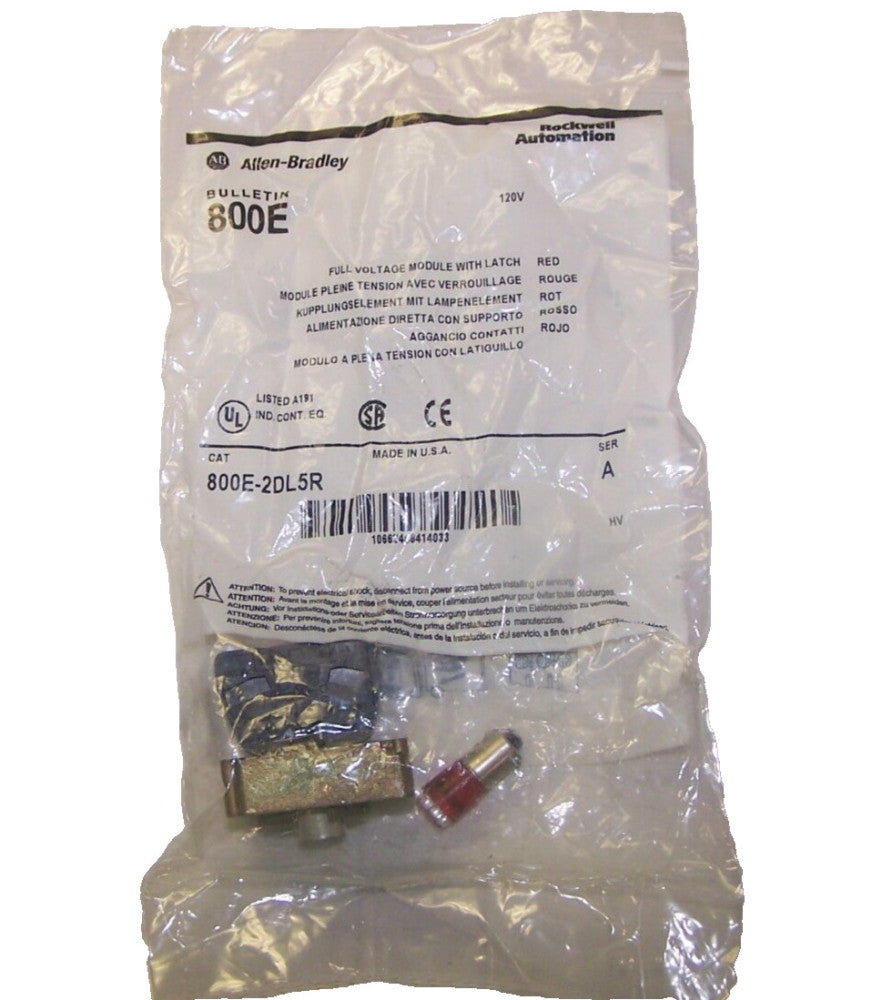 NEW ALLEN BRADLEY RED FULL VOLTAGE MODULE WITH LATCH  800E-2DL5R