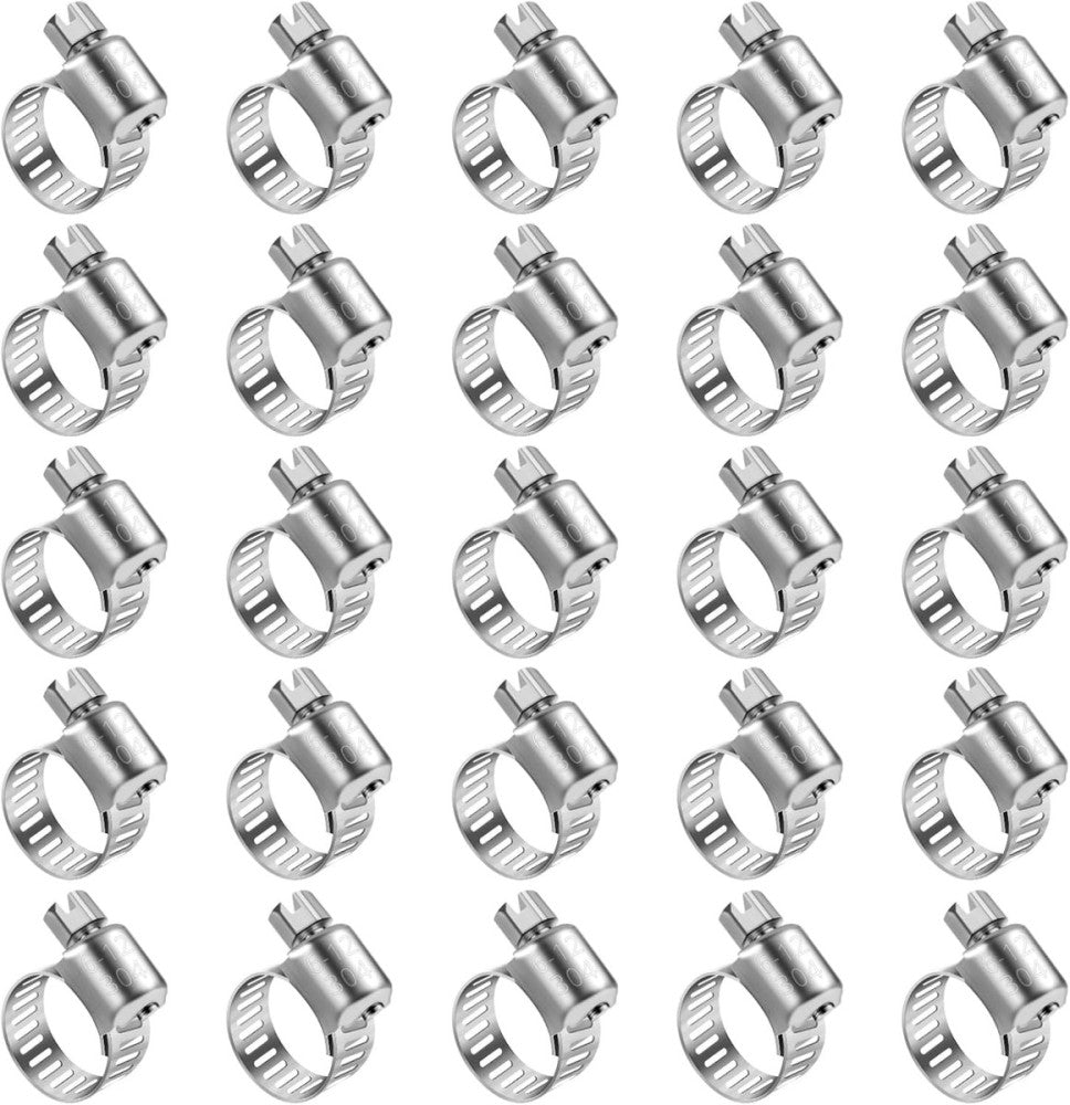 MRbrew Worm Gear Hose 25 Pcs Clamping Range: 6-12mm, All Stainless Steel 