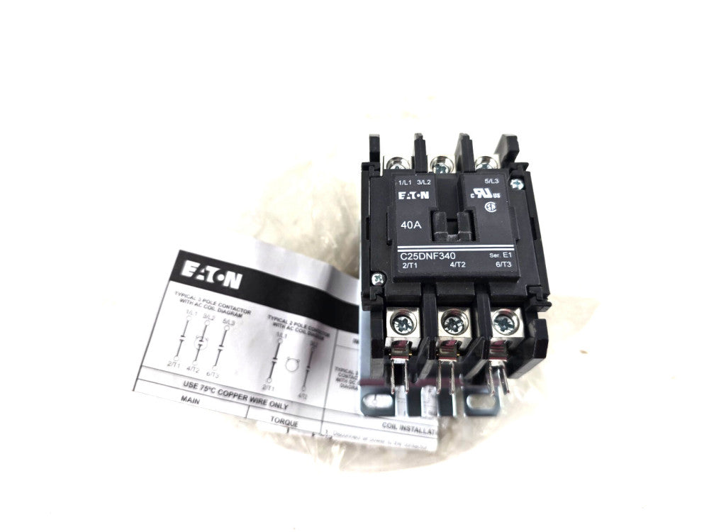 Eaton C25DNF340 40 Amp 3-Pole Definite Purpose Contactor 24V Coil