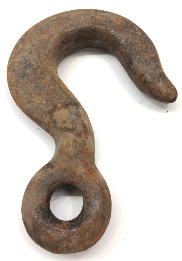 HEAVY DUTY IRON HOOK WITH EYELET OAL 10" WIDTH 6-7/8" EYELET ID 1-1/8" OD 3"